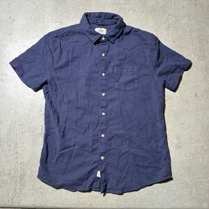 Marine Layer Selvage Shirt Mens S Blue Dark Wash Casual Short Sleeve Button Up